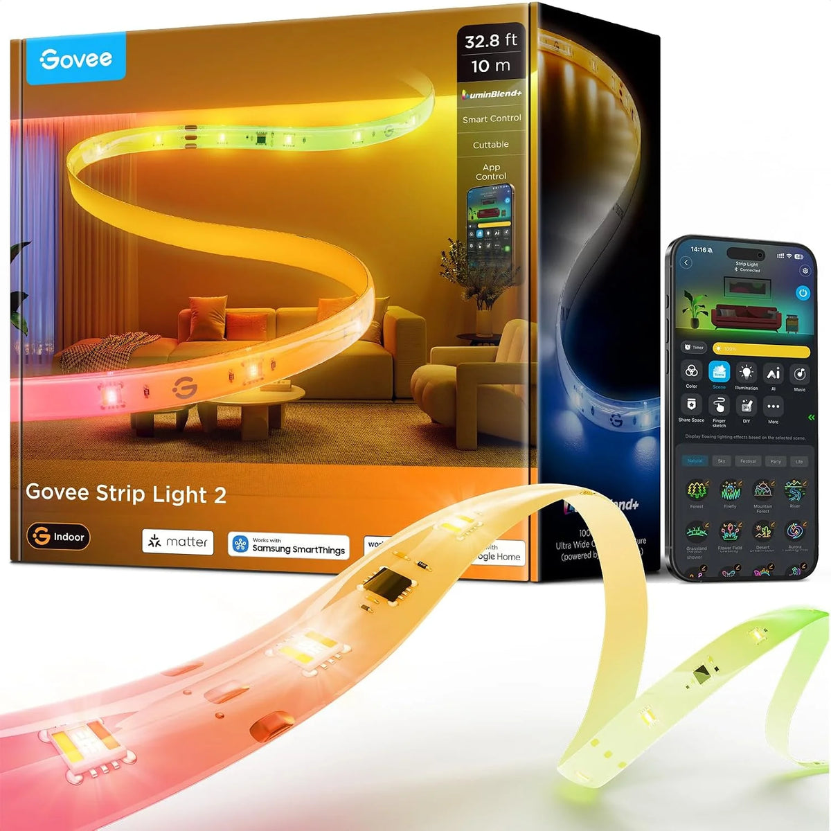 Govee LED Strip Light 2, 65.6ft, RGBWWIC, 1000K to 10000K White Light, WiFi