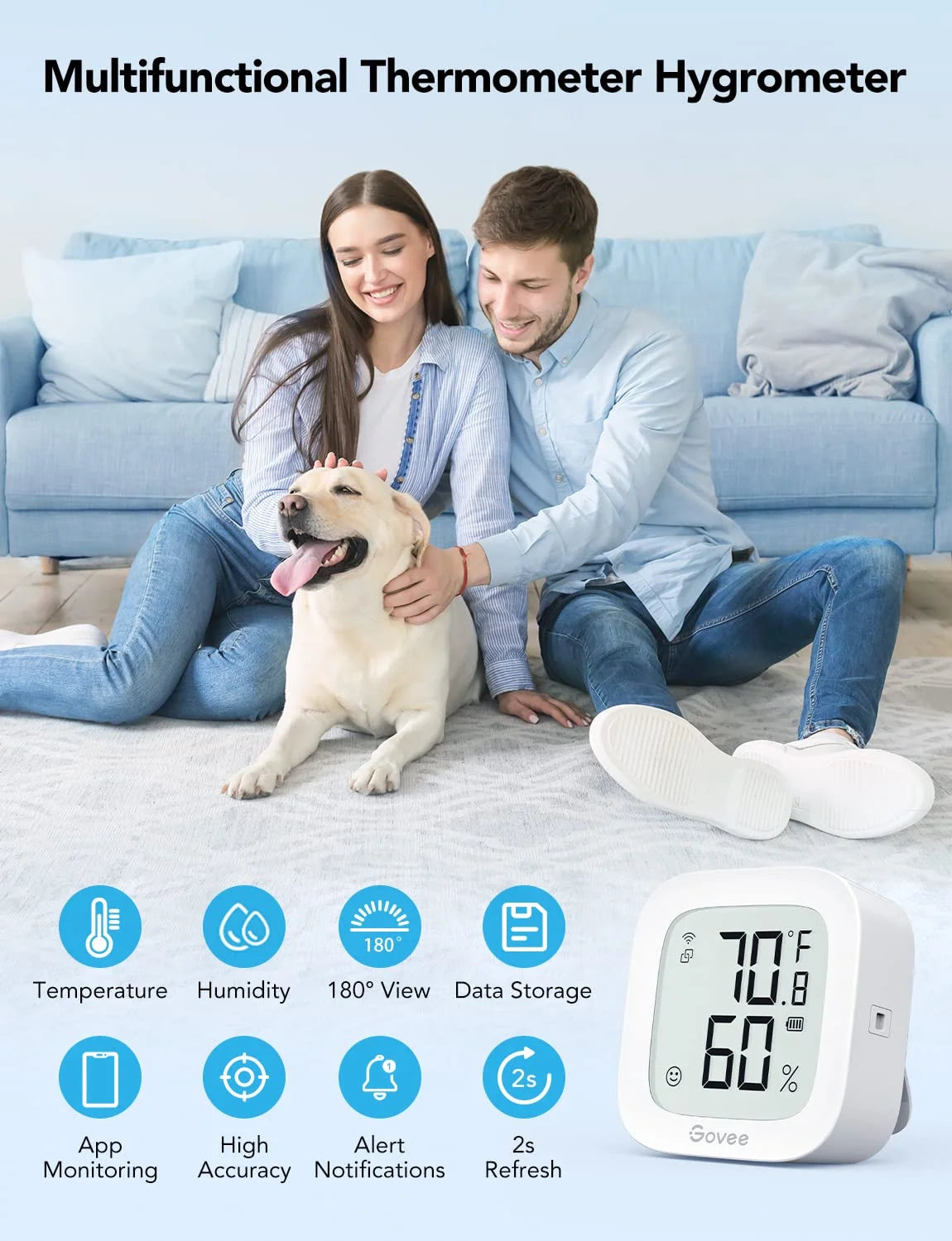 Govee WiFi Thermometer Hygrometer H5103 with Electronic Ink Display 3 Pack