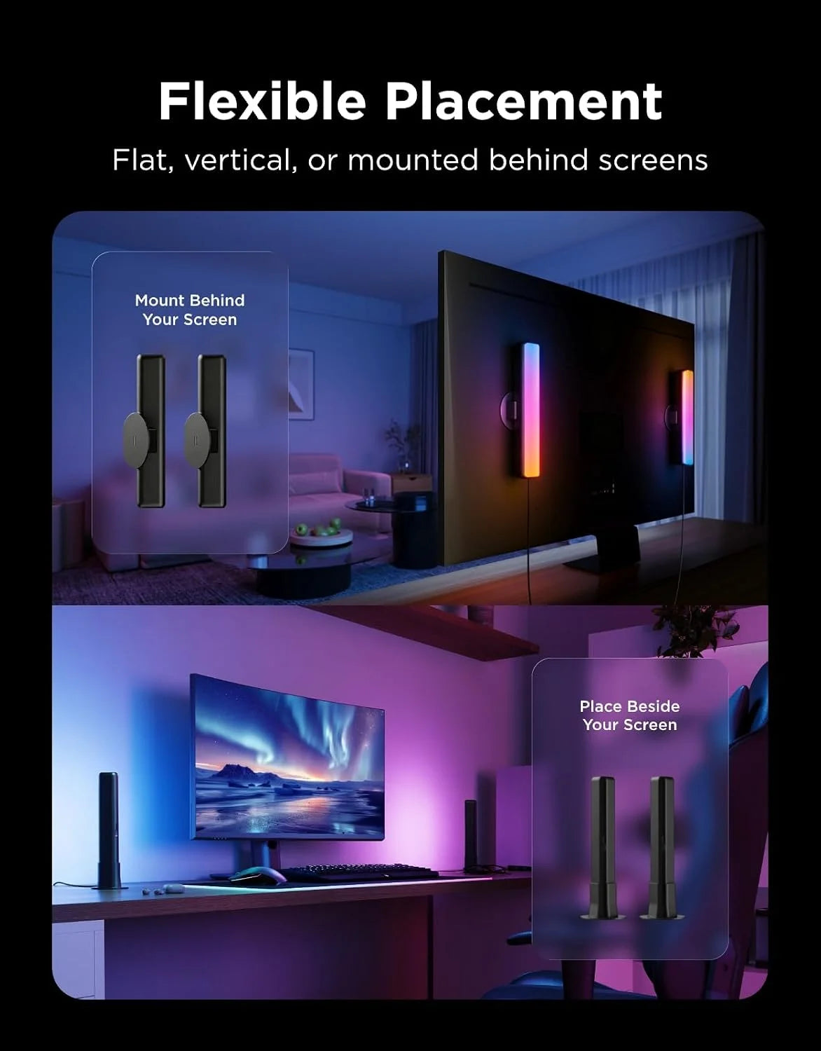Govee Smart Light Bar, RGBICWW TV Lights for Living Room, Gaming, Silver