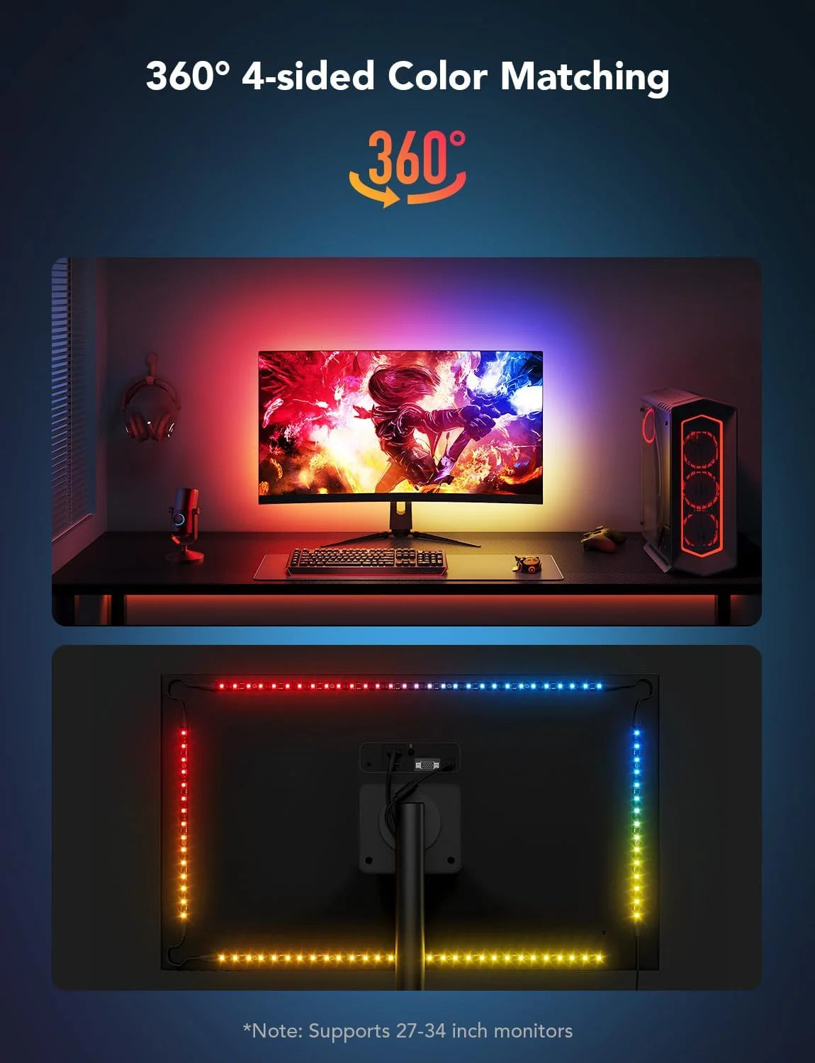 Govee Gaming Light for Monitor G1, RGBIC LED Backlight for 27-34 Inch PC