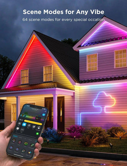 Govee Outdoor Neon Rope Lights, 32.8ft RGBIC IP67 Waterproof Patio Decorations with 64 Scene Modes, Music Sync, Flexible LED Outdoor Lights, Neon Lights Work with Alexa, Google Assistant