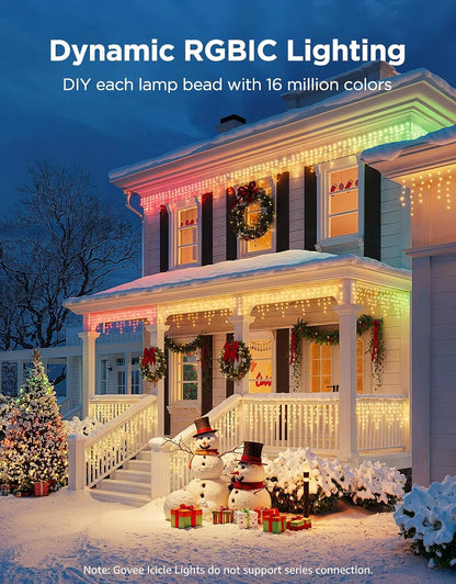 Govee Icicle Lights, Smart RGBIC Christmas Lights for Outside