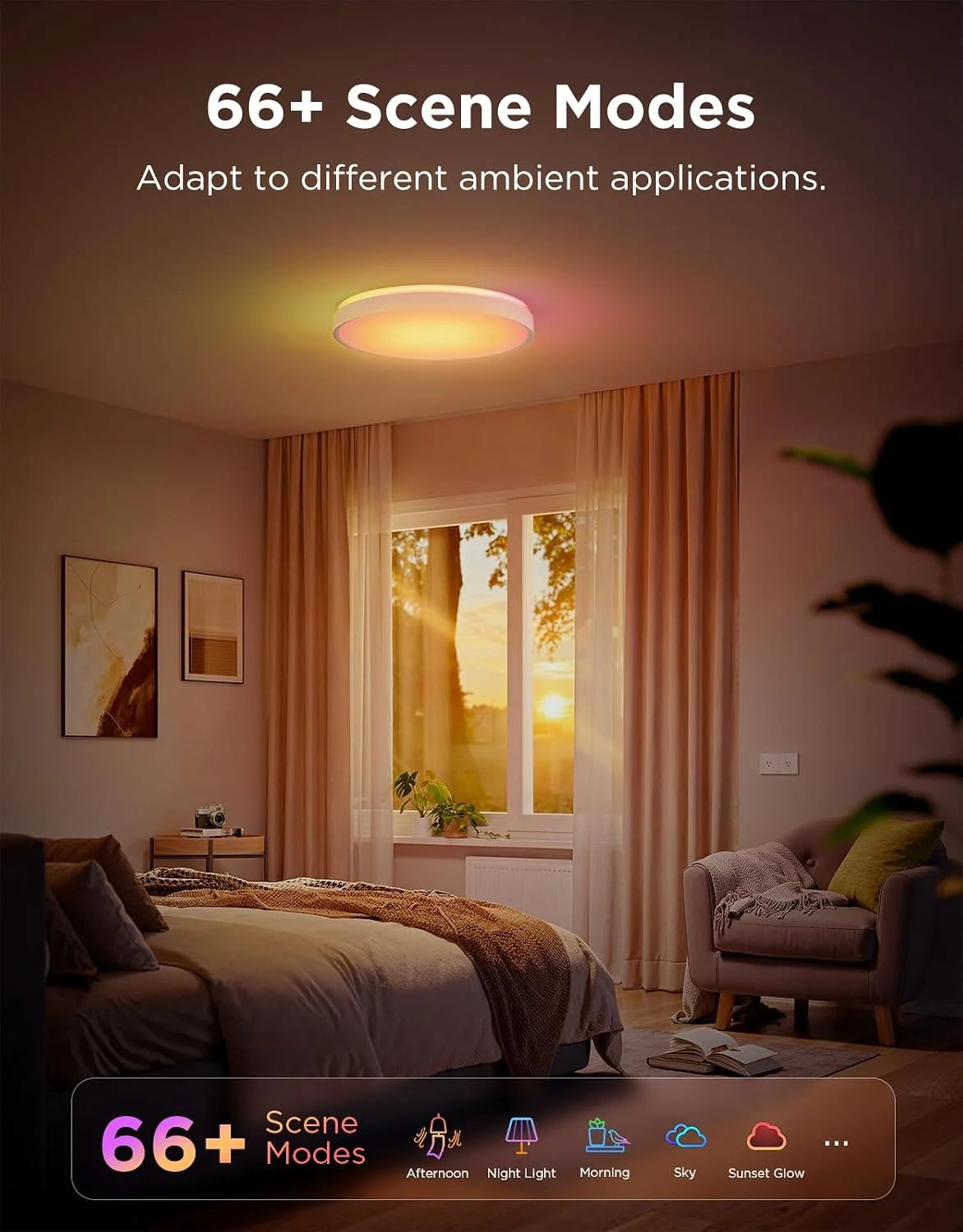 Govee Smart Ceiling Light 4300LM 15 Inch, RGBIC 2700K-6500K 1 Pack