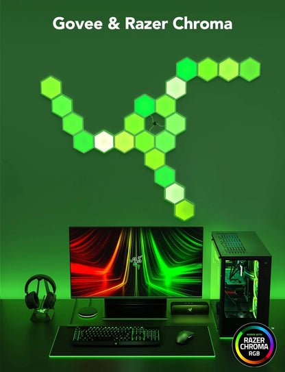 Govee Glide Hexa Light Panels, RGBIC Hexagon LED Wall Lights, Wi-Fi Smart Home Creative Wall Lights with Music Sync, Compatible with Alexa Google Assistant for Indoor Gaming Decor, 20 Pack