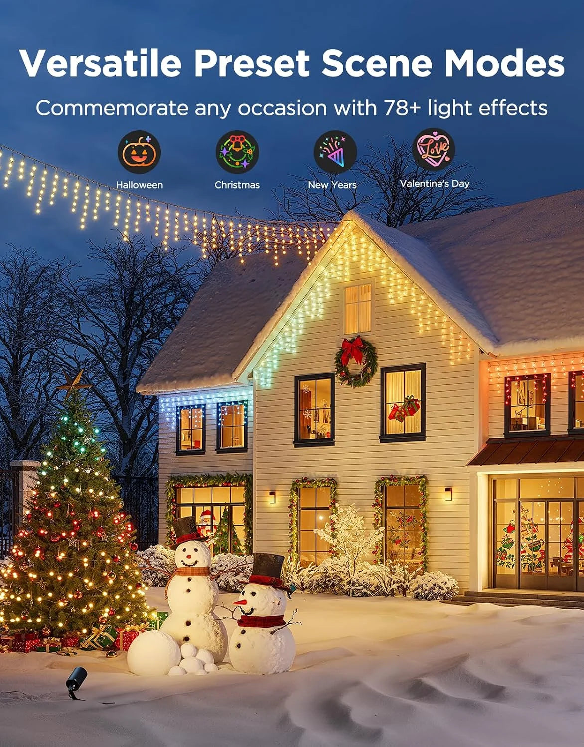 Govee Icicle Lights, Smart RGBIC Christmas Lights for Outside