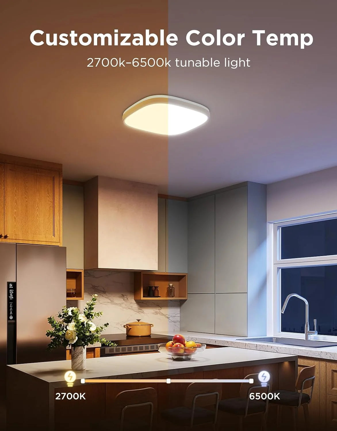 Govee Smart Ceiling Light, RGBWW and RGBIC 2400LM 12 Inch, Square 1 Pack