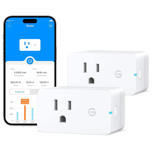 Govee Smart Plug with Energy Monitoring, WiFi Bluetooth Outlet, 2 Pack