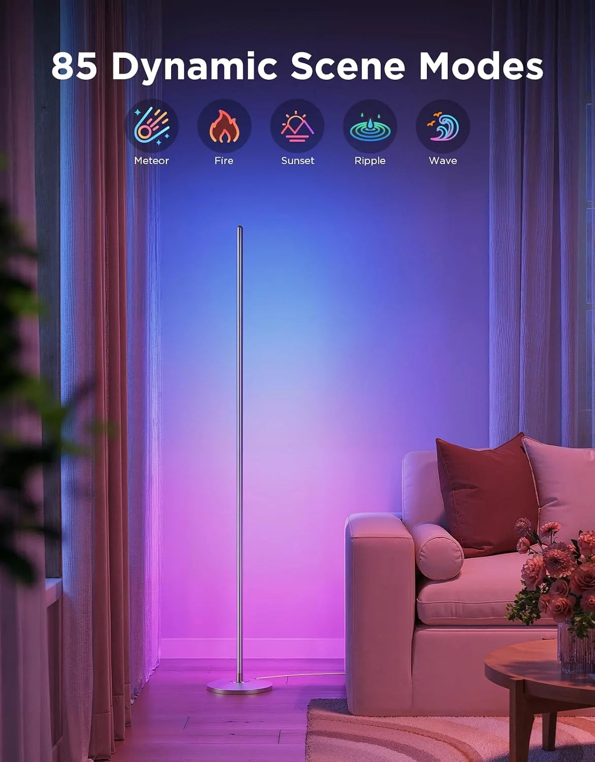 Govee RGBIC Floor Lamp Basic, 1000lm LED Corner Lamp, Champagne
