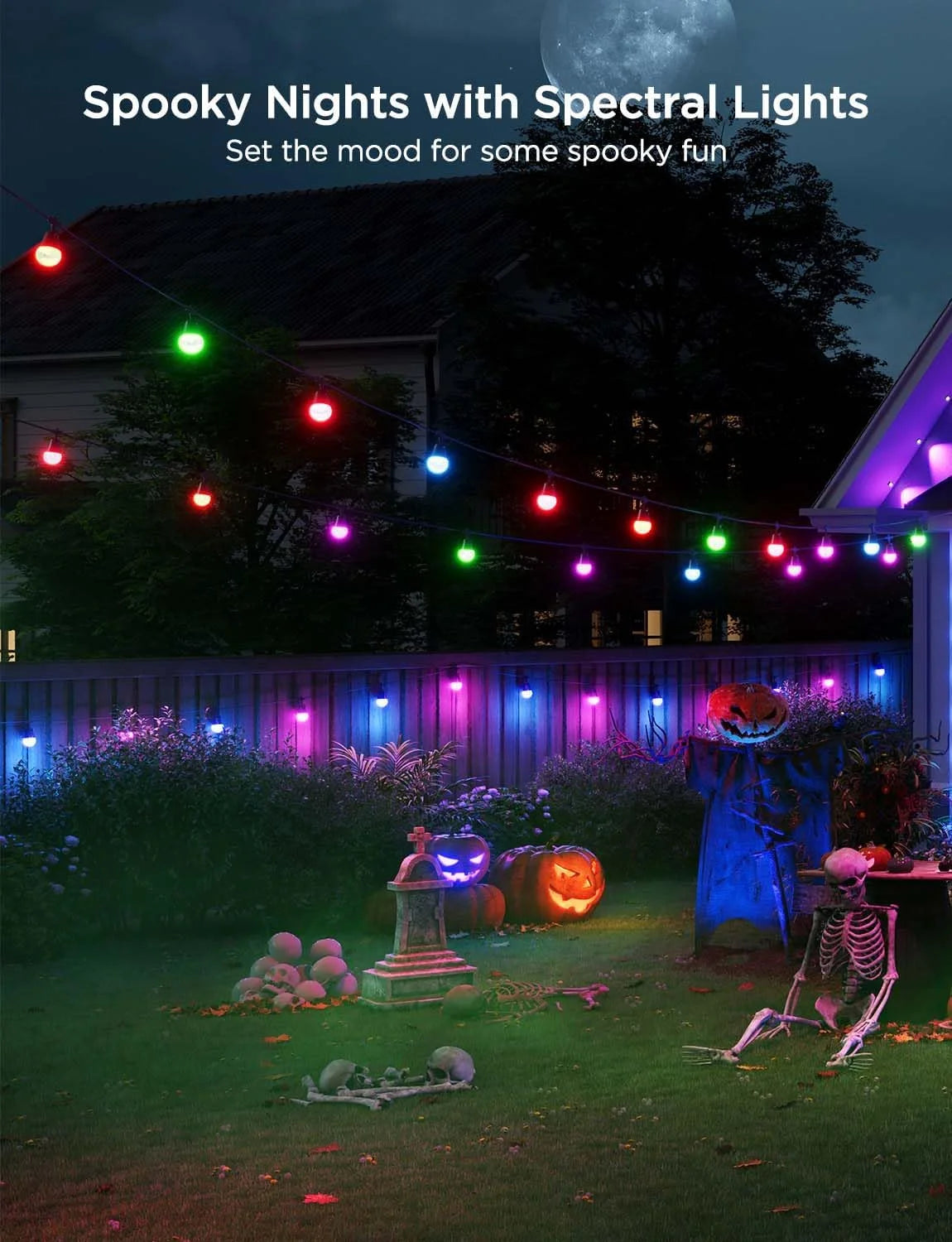 Govee Smart Outdoor String Lights 2, 48ft RGBIC Patio Lights with 15 Bulbs