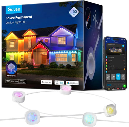 Govee Permanent Outdoor Lights Pro, 150ft with 90 RGBIC LED Lights for Daily and Accent Lighting, 75 Scene Modes for Outdoor Decor, IP67 Waterproof, Works with Alexa, Google Assistant, Matter, White