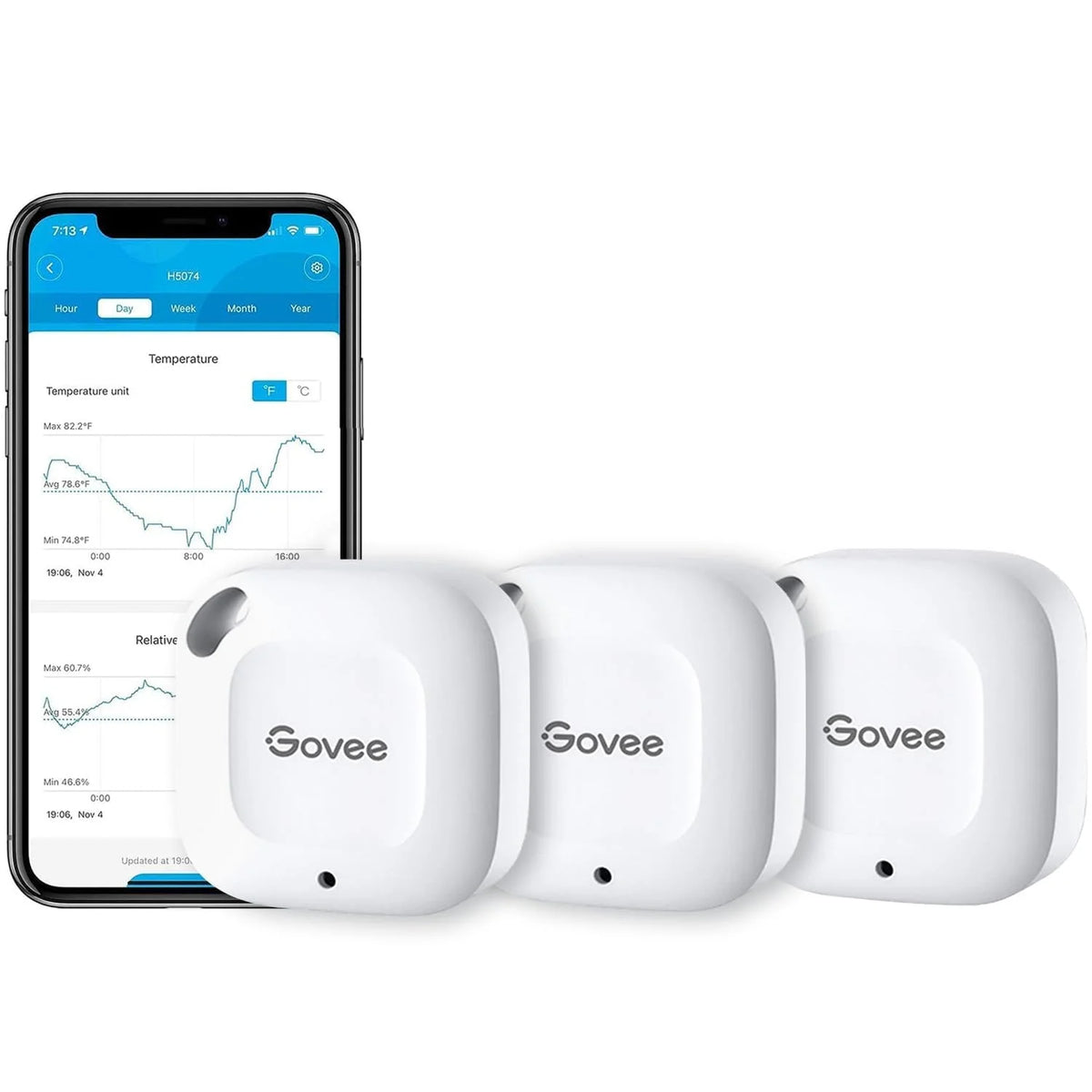 Govee Smart Bluetooth Thermometer Hygrometer H5074, Mini Humidity Sensor