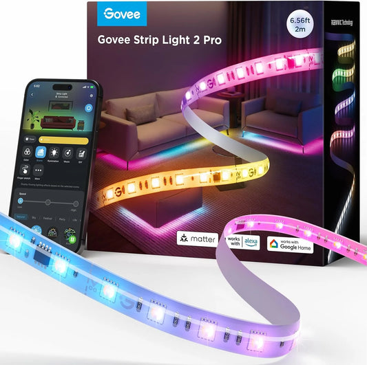 Govee RGBWWIC LED Strip Light 2 Pro 6.56ft, Smart Control, APP, WiFi
