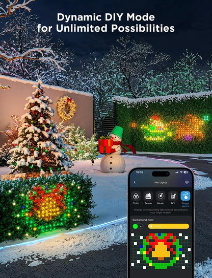 Govee Outdoor Net Lights, 2.8 * 9.4ft with RGBIC,DIY Functions and 480 LEDs