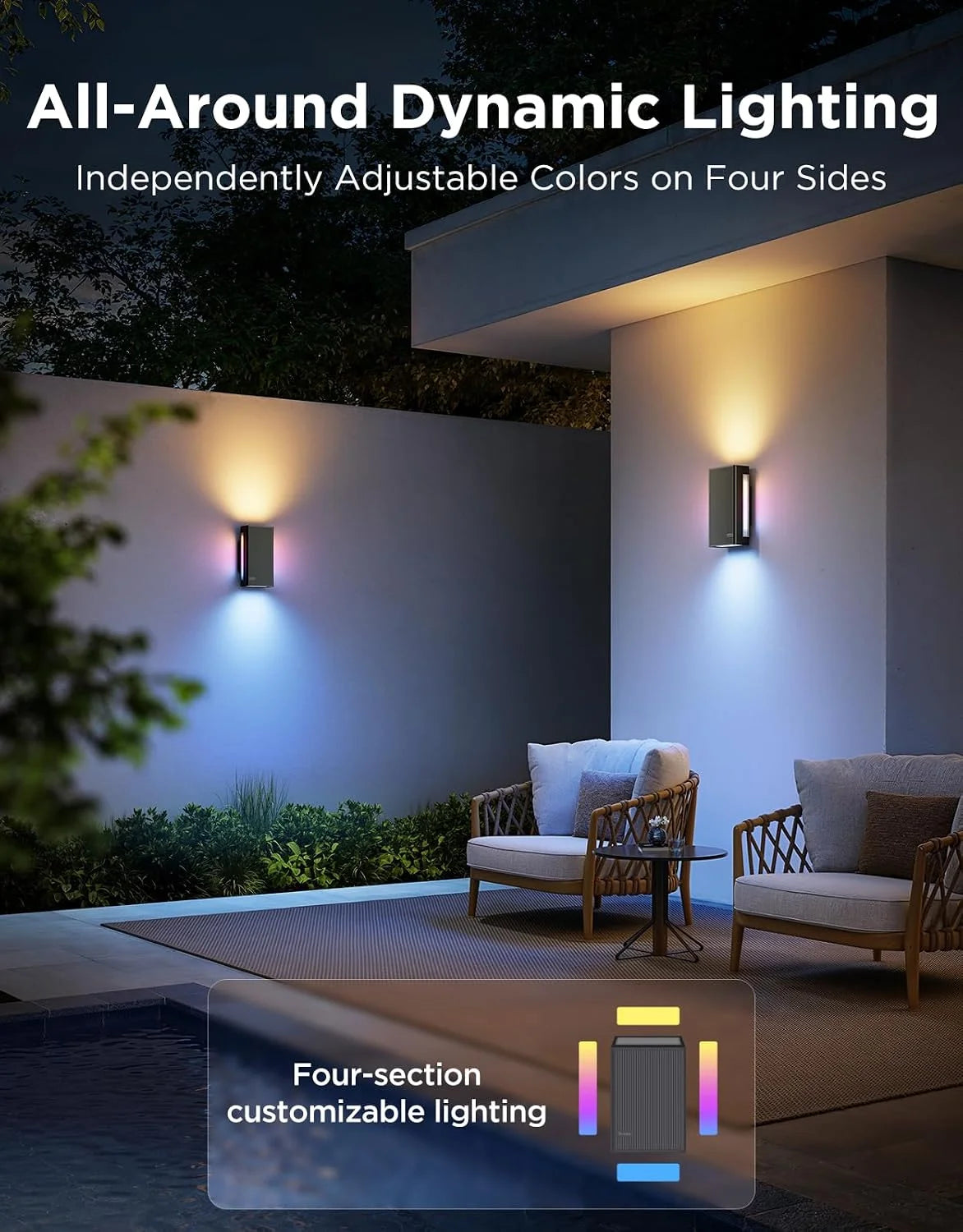Govee Outdoor UpDown Wall Light, 2 Pack, 1200LM RGBICWW Smart Porch Lights