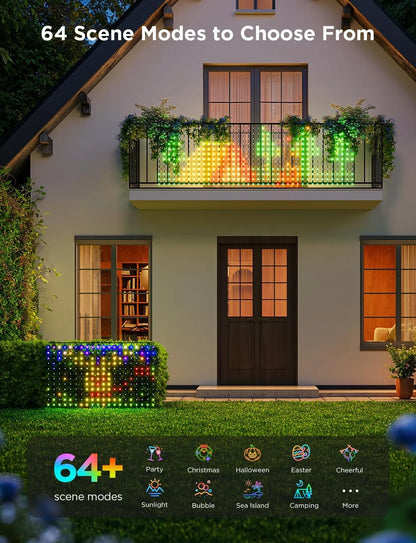 Govee Outdoor Net Lights, 2.8 * 9.4ft with RGBIC,DIY Functions and 480 LEDs