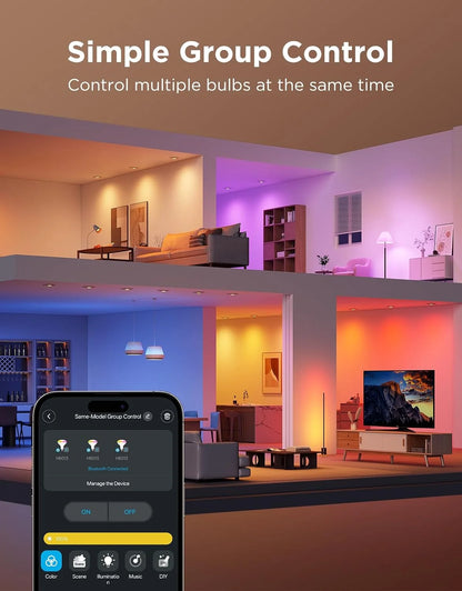 Govee BR30 Smart Light Bulbs 850 LM, RGBWW E26 Base 4 Pack