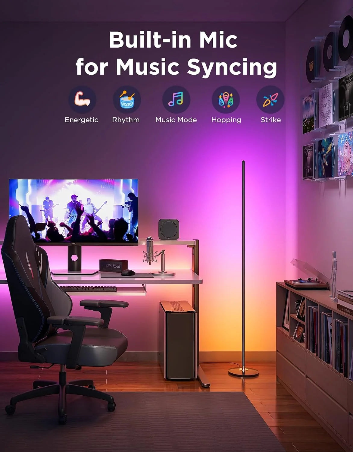Govee RGBIC Floor Lamp Basic, 1000lm LED Corner Lamp, Champagne