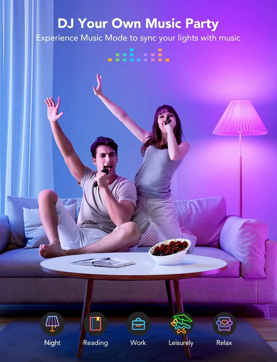 Govee LED Smart Light Bulbs, 1000LM RGBWW A19 75W E26 Base 2 Pack