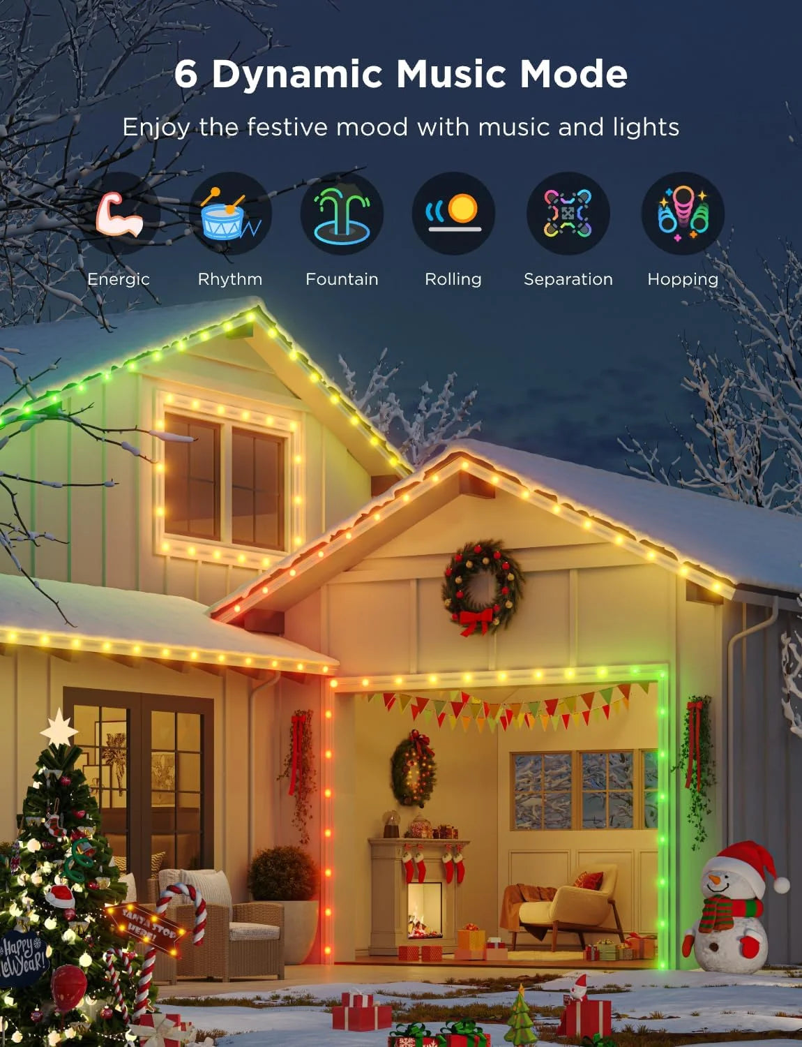 Govee Outdoor LED Strip Lights, 45 RGBIC LED Lights 100FT String Lights with 65 Scene Modes, Halloween Decoration Work with Alexa, Google, APP Control, IP65 Waterproof
