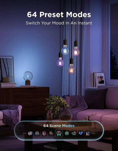 Govee Edison Bulbs, G25 Smart Vintage Light Bulbs, RGBWW, E26 Base 4 Pack