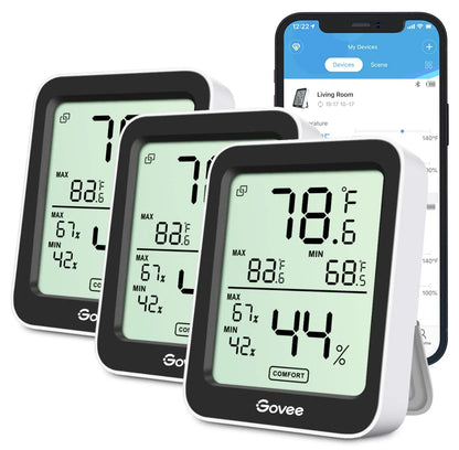 Govee Indoor Hygrometer Thermometer 3Pack H5075 with Bluetooth App Control