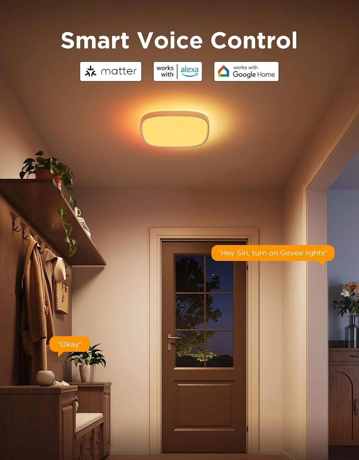 Govee Smart Ceiling Light, RGBWW and RGBIC 2400LM 12 Inch, Square 1 Pack