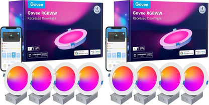 Govee Smart Recessed Lighting 4 Inch, LED Downlight 800 Lumen, 4 Pack