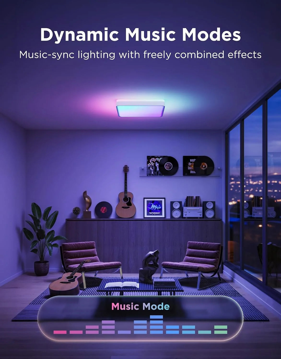 Govee Smart Ceiling Light, RGBWW and RGBIC 2400LM 12 Inch, Square 1 Pack