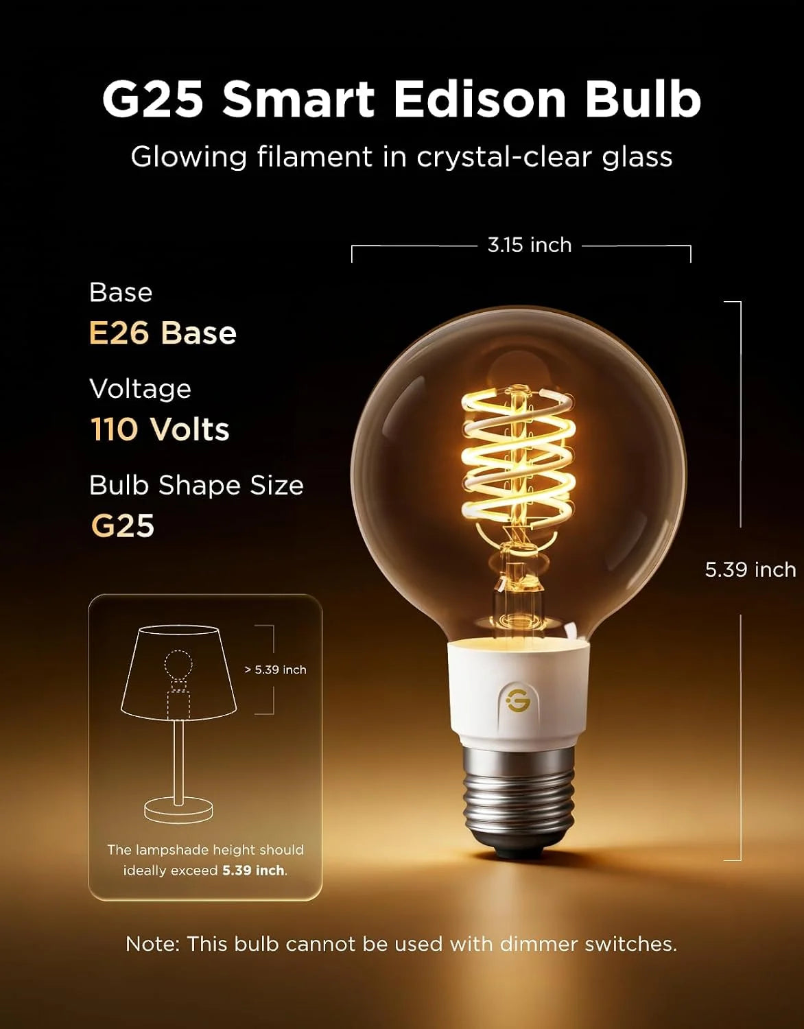 Govee Edison Bulbs, G25 Smart Vintage Light Bulbs, RGBWW, E26 Base 4 Pack