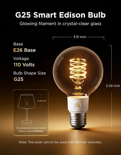 Govee Edison Bulbs, G25 Smart Vintage Light Bulbs, RGBWW, E26 Base 4 Pack