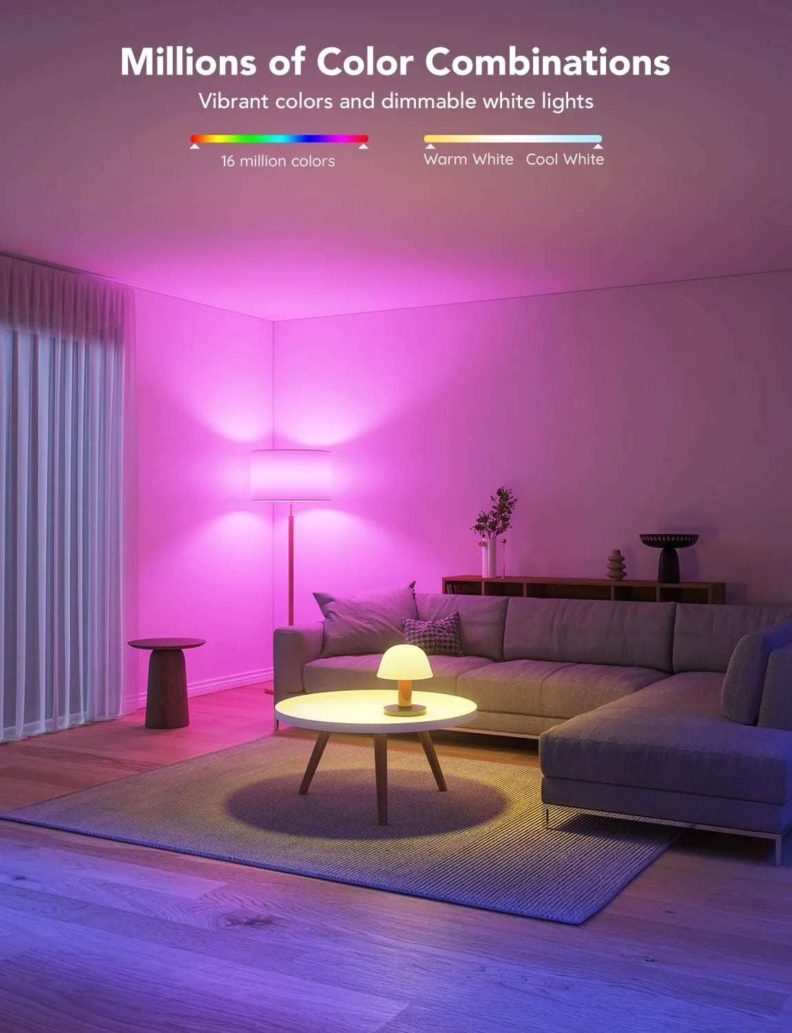 Govee LED Smart Light Bulbs, 1000LM RGBWW A19 75W E26 Base 2 Pack