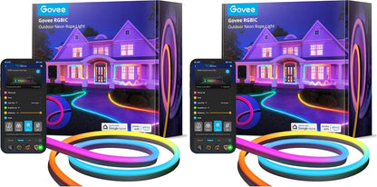 Govee Outdoor Neon Rope Lights, 32.8ft RGBIC IP67 Waterproof Patio Decorations with 64 Scene Modes, Music Sync, Flexible LED Outdoor Lights, Neon Lights Work with Alexa, Google Assistant