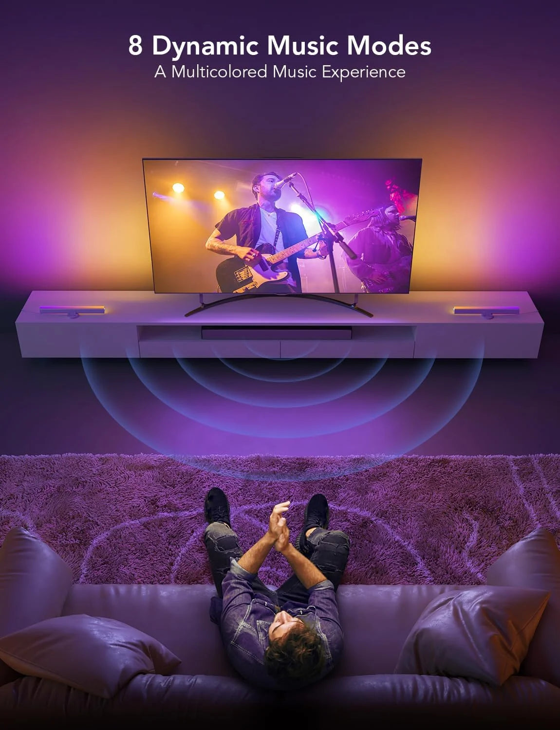 Govee RGBIC Light Bars, 15 Inches WiFi TV Lights for 45-70 inch TVs, White