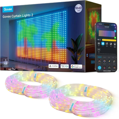 Govee Smart Curtain Lights 2, 1560 LEDs, 14.8×6.6ft for Indoor Decor