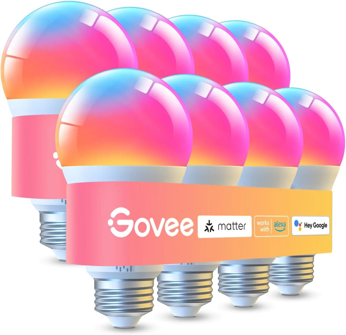 Govee LED Smart Light Bulbs, 1000LM RGBWW A19 75W E26 Base 2 Pack