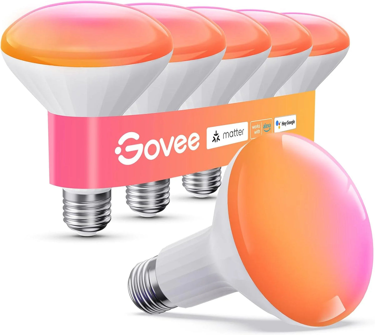 Govee BR30 Smart Light Bulbs 850 LM, RGBWW E26 Base 4 Pack