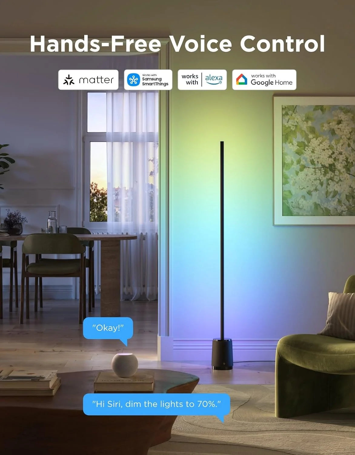 Govee Floor Lamp 3 Lite, Smart RGBIC LED Corner Lamp for Bedroom