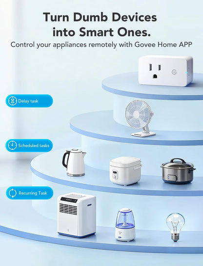 Govee Smart Plug with Energy Monitoring, WiFi Bluetooth Outlet, 2 Pack