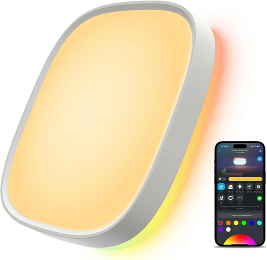 Govee Smart Ceiling Light, RGBWW and RGBIC 2400LM 12 Inch, Square 1 Pack