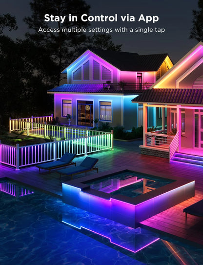Govee Outdoor LED Strip Lights RGBIC with Warm and Cold White, 98.4ft 2.4G WiFi Smart Outdoor Lights, IP65 Waterproof, Work with Alexa and Google Assistant, App Control, for Porch, Patio, Eave, Party