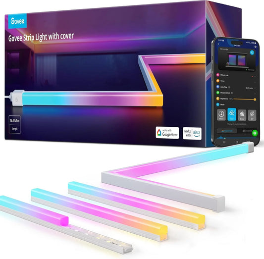 Govee RGBIC LED Strip Lights 16.4ft with Covers,Smart Control, APP, WiFi