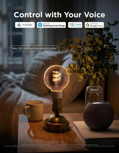Govee Edison Bulbs, G25 Smart Vintage Light Bulbs, RGBWW, E26 Base 4 Pack