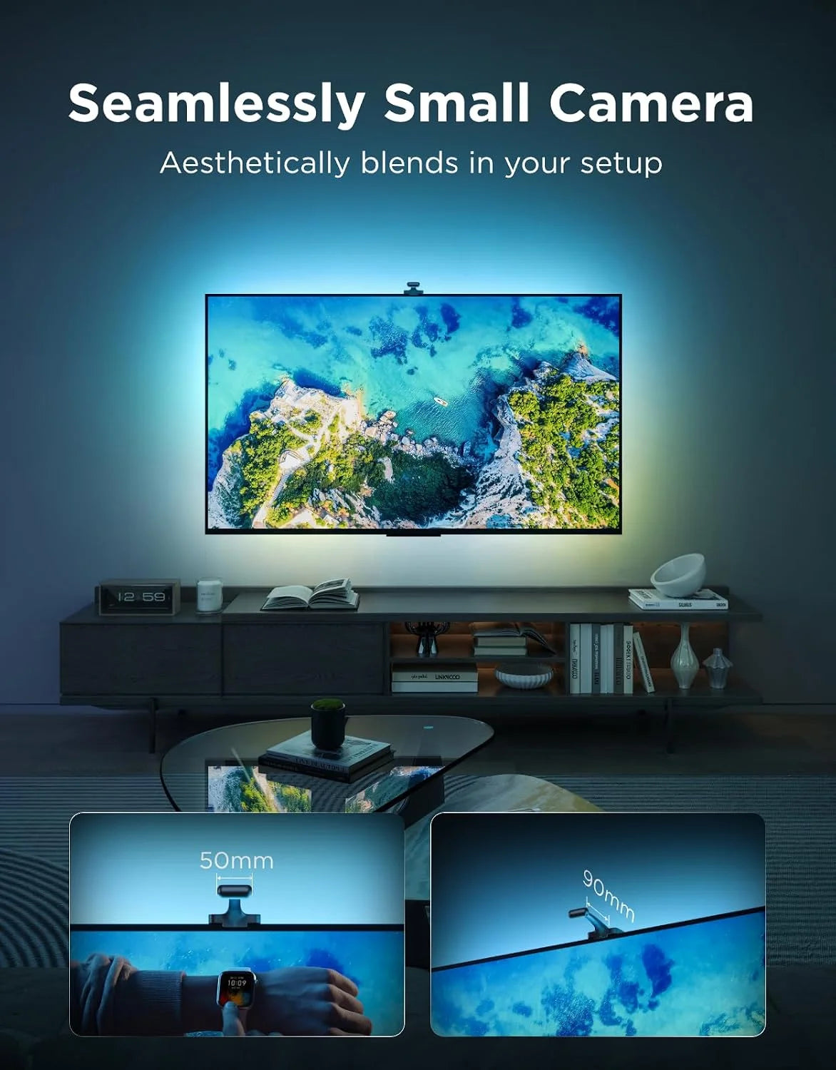 Govee TV Backlight 3 with Dual 4MP Lens, TV Lights Sync to 55-65 Inch TVs