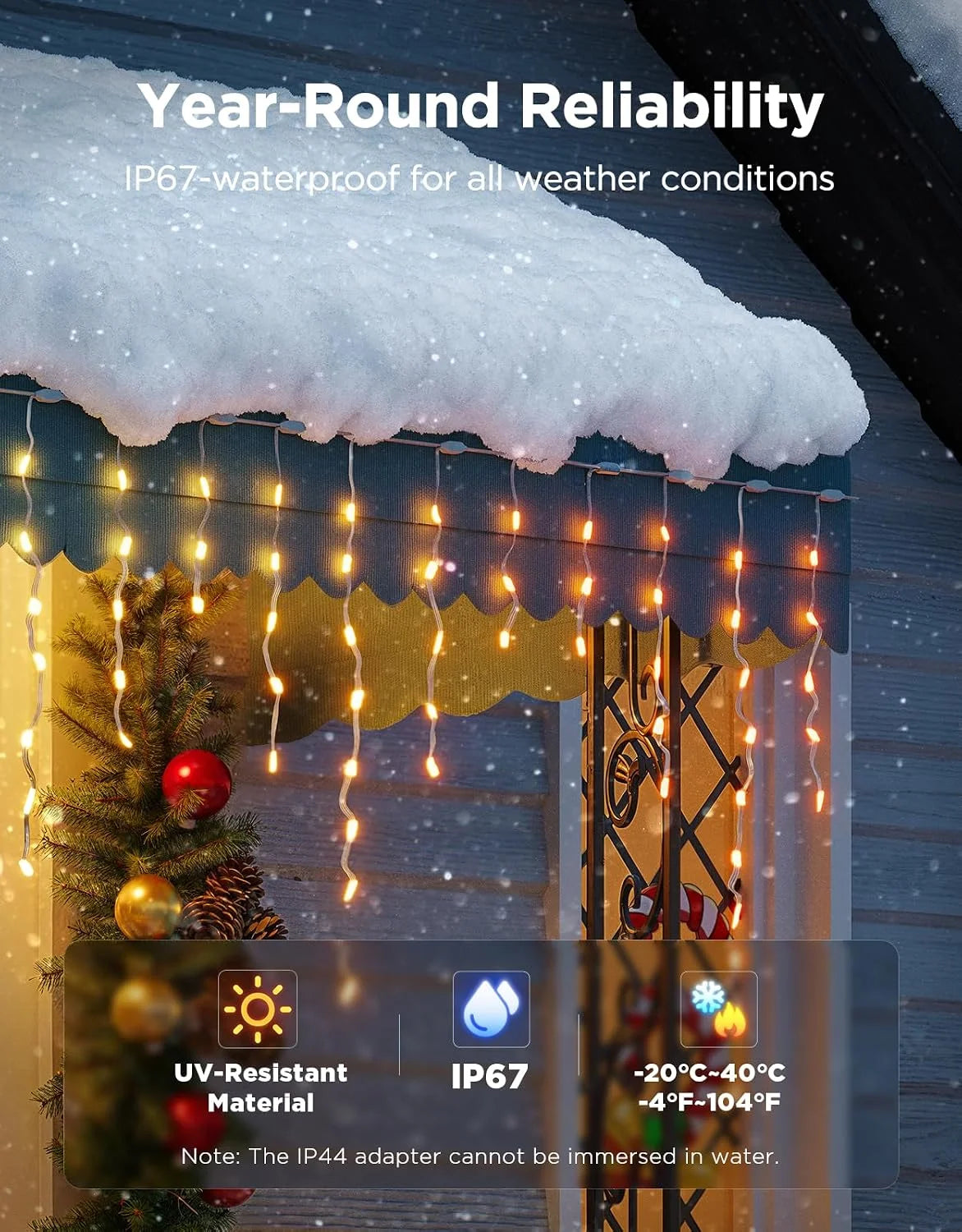 Govee Icicle Lights, Smart RGBIC Christmas Lights for Outside