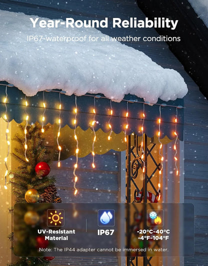 Govee Icicle Lights, Smart RGBIC Christmas Lights for Outside