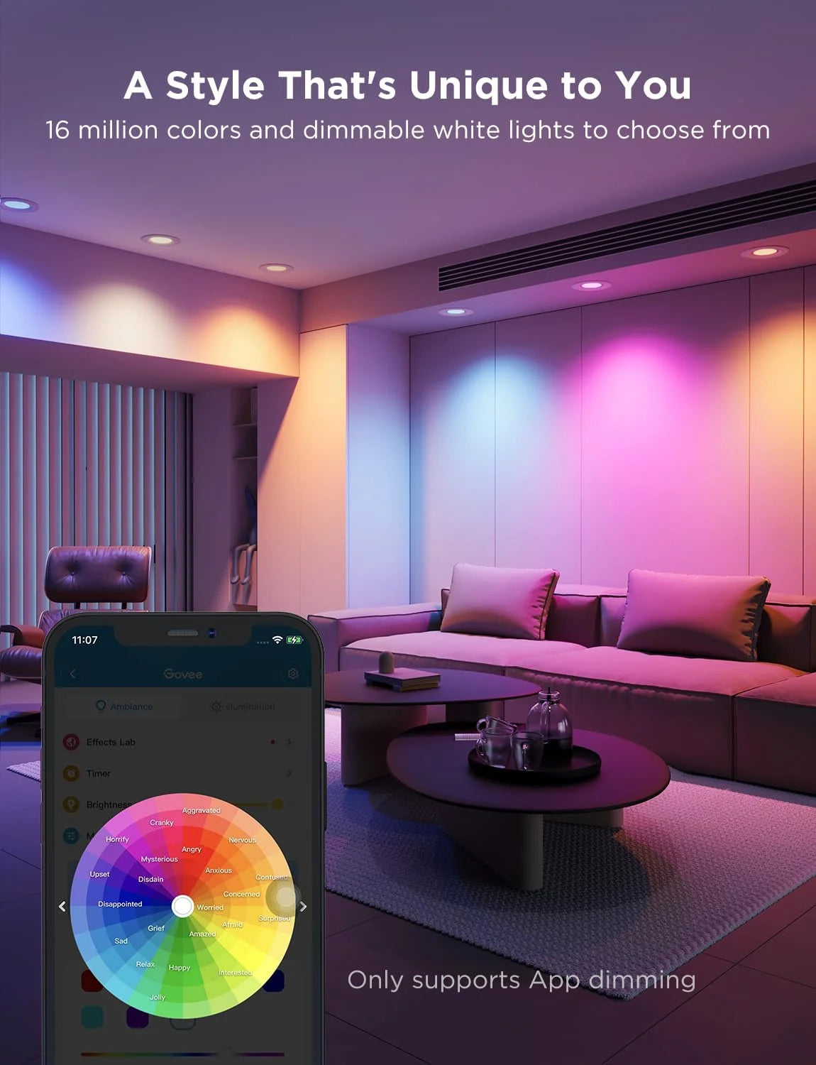Govee Smart Retrofit Recessed Lighting 6 Inch, Wi-Fi Bluetooth Direct Connect RGBWW Retrofit Can Lights, 65 Scene Modes, Works with Alexa & Google Assistant, 1000 Lumens, 6 Pack