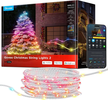 Govee Christmas Lights 2, 164FT 500LEDs String Lights for Decor, Green Wire