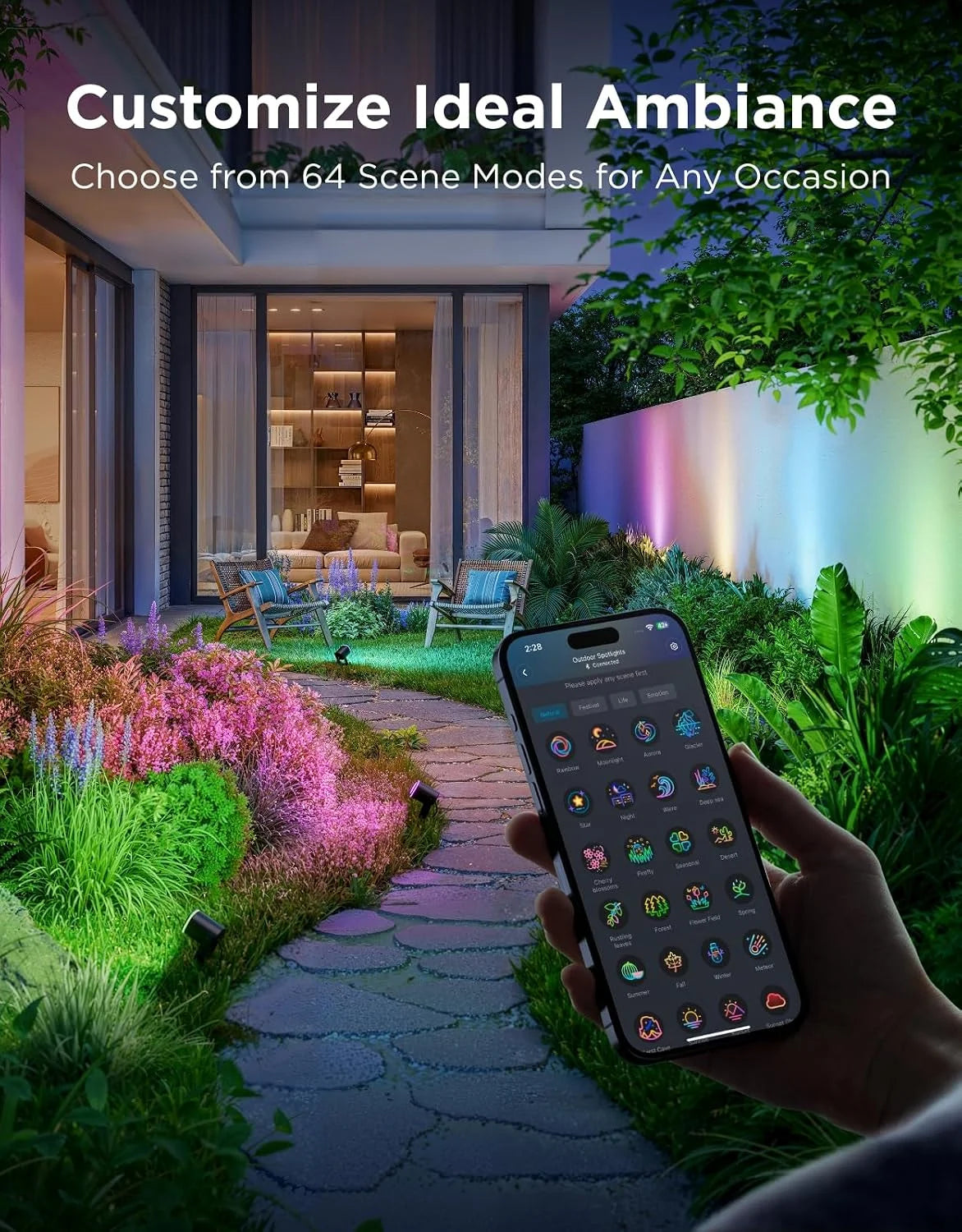 Govee Outdoor Spot Lights 2, IP67 Waterproof Spotlights, RGBWIC, 4 Pack