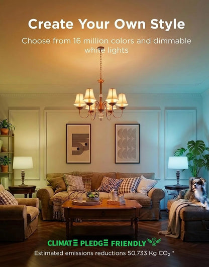 Govee Smart E12 Led Bulb, RGBWW Color Changing, 2.4GHz Only, 450 LM, 6 Pack
