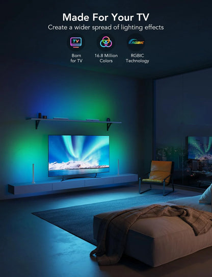 Govee RGBIC Light Bars, 15 Inches WiFi TV Lights for 45-70 inch TVs, White